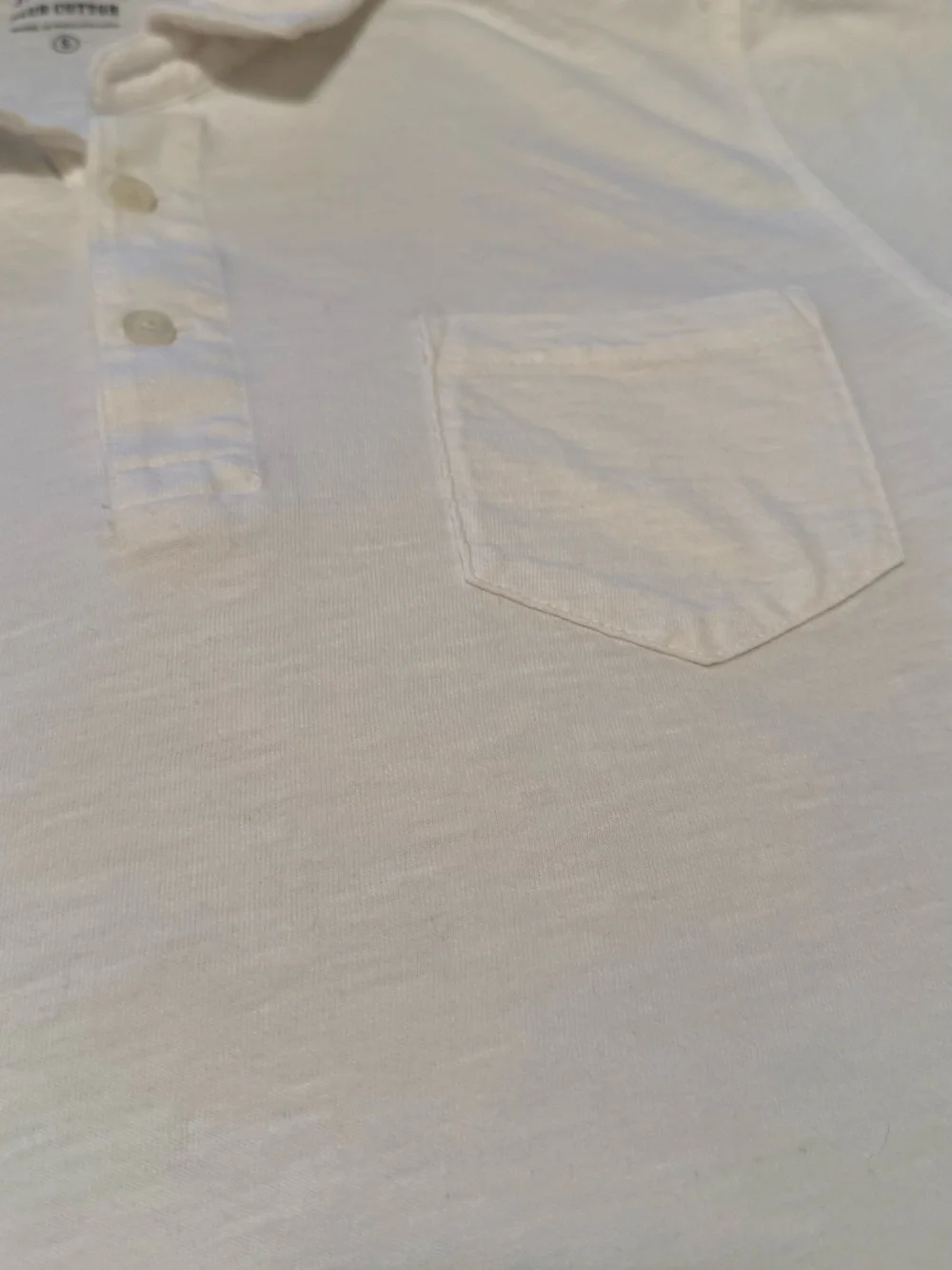 J. Crew | Slub Cotton White Men's Polo with Chest Pocket | Size = S